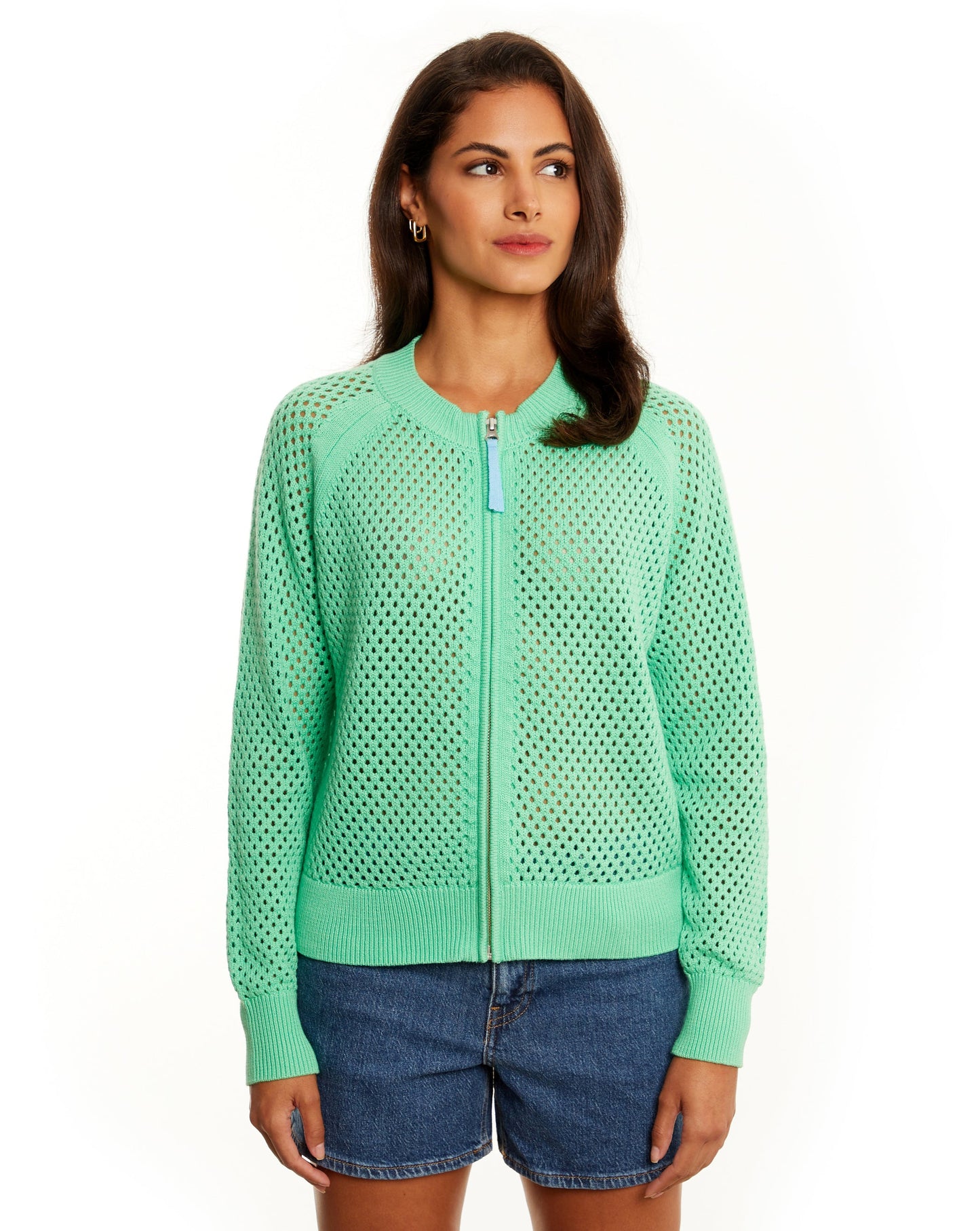 Aura Mesh Stitch Zip Bomber