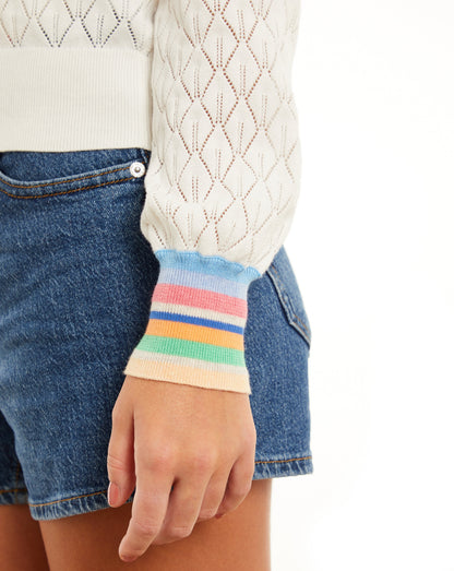 Margot Stripe Cuff Stitch V-Cardi